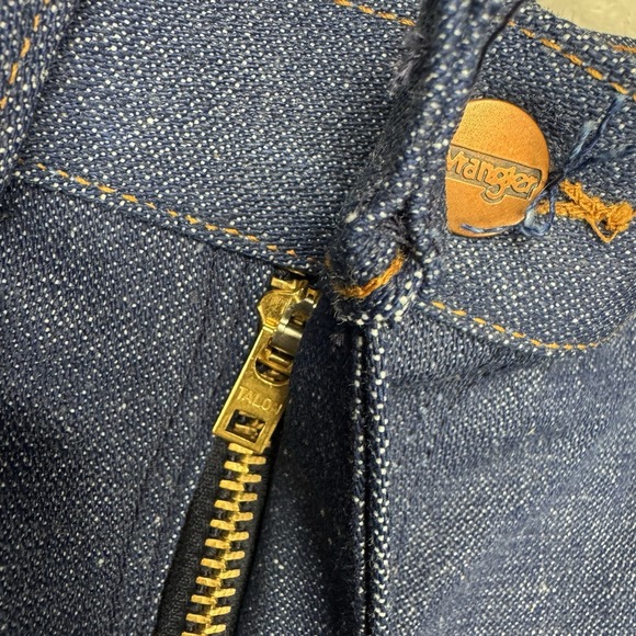 VTG 70s Wrangler 345DEN Boot Flare Jeans 40x32 USA Talon Zip Denim Bell bottom - Picture 9 of 13